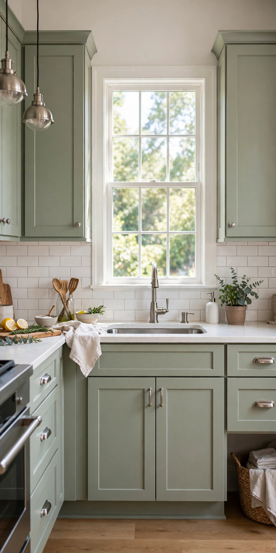 Soft Sage Green Shaker Cabinets