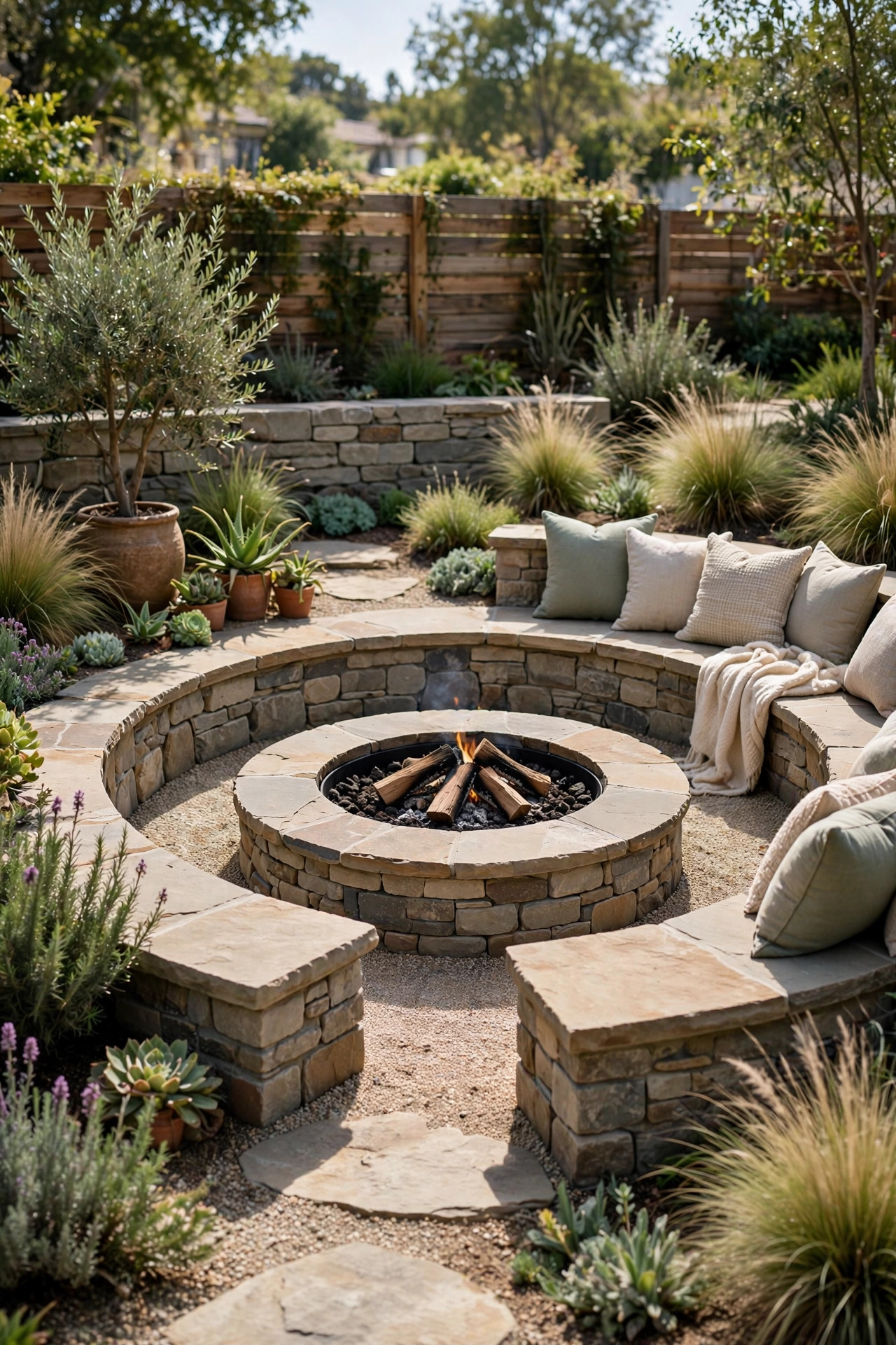 Built-In Stone Benches