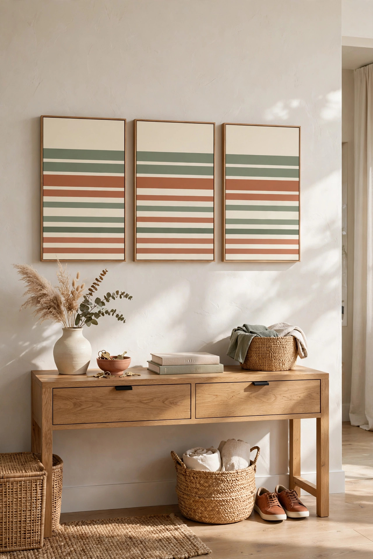 22 DIY Wall Art Ideas Anyone Can Make 3 Painted Canvas Stripes