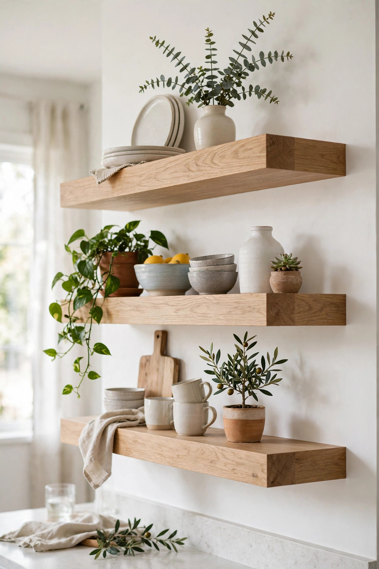 Floating Oak Shelves