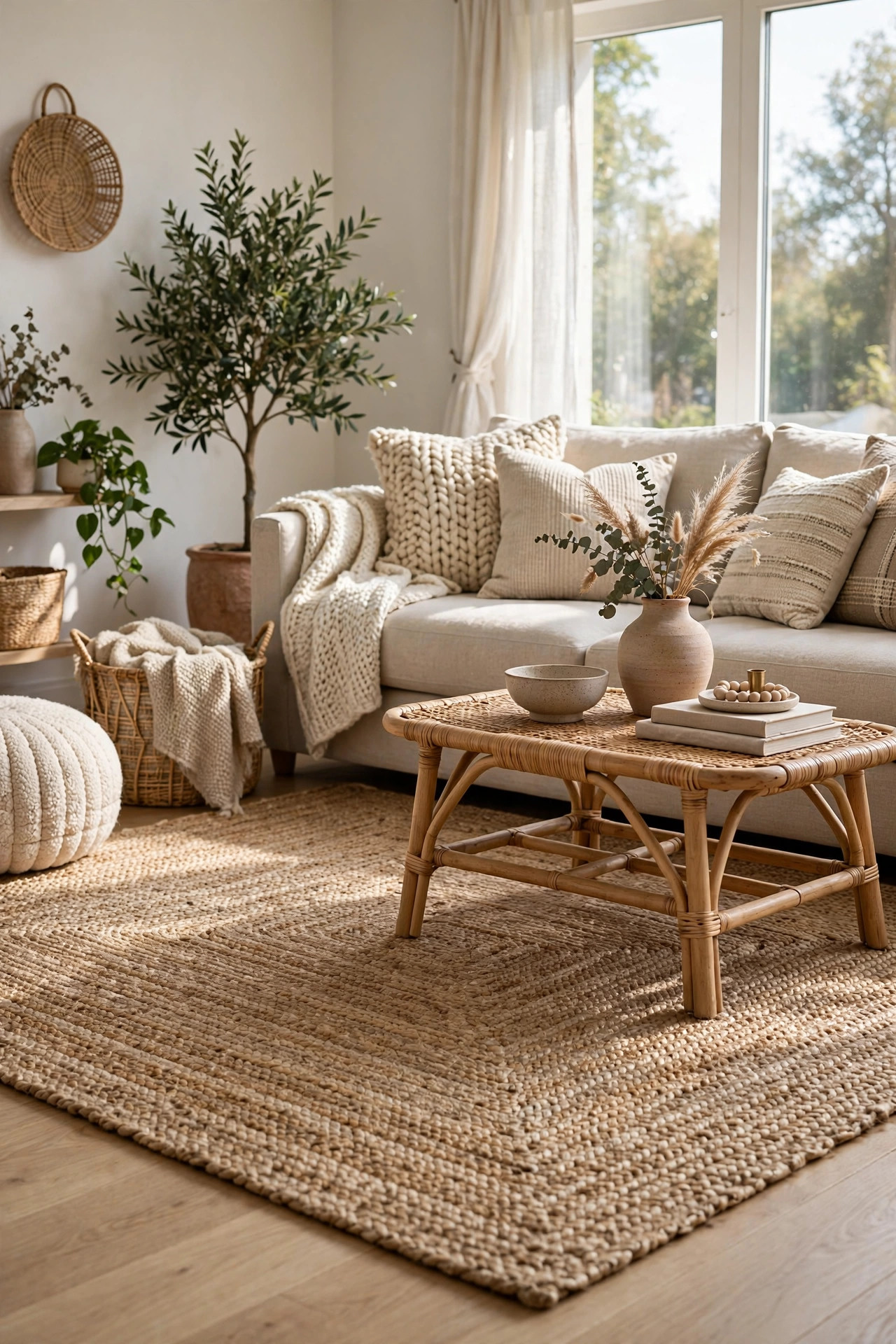 Jute rug under sofa