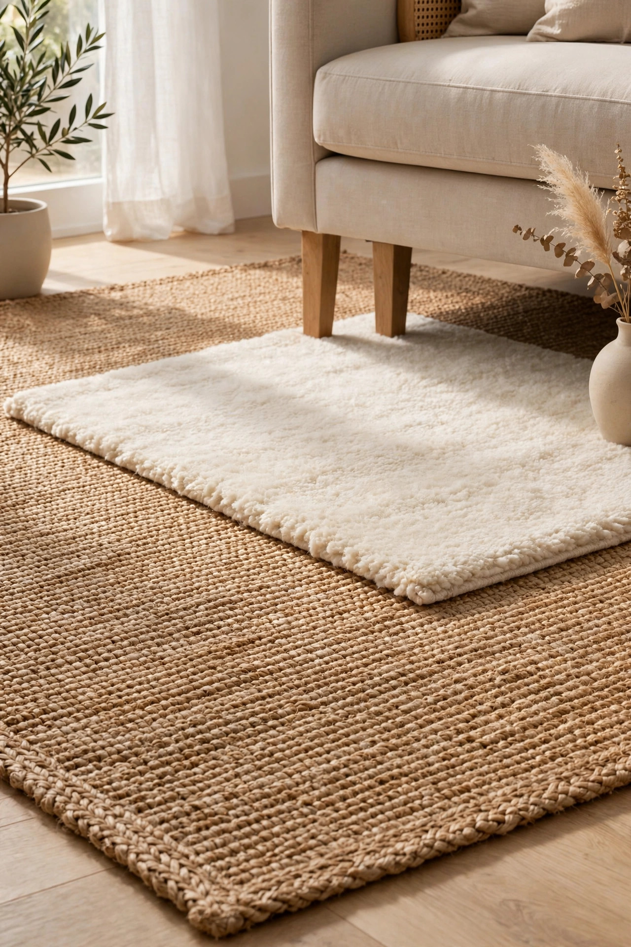 20 Quiet Luxury Home Decor Ideas on a Budget 4 Layered Neutral Rugs