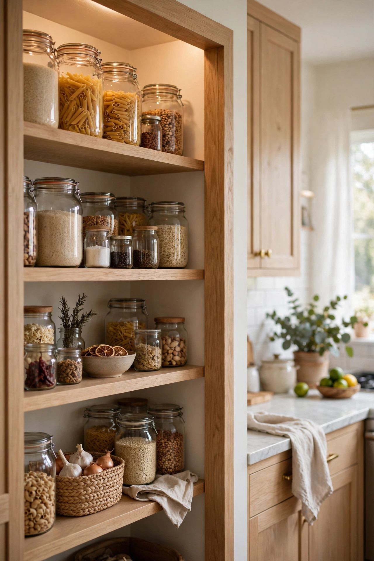 Oak Open Pantry