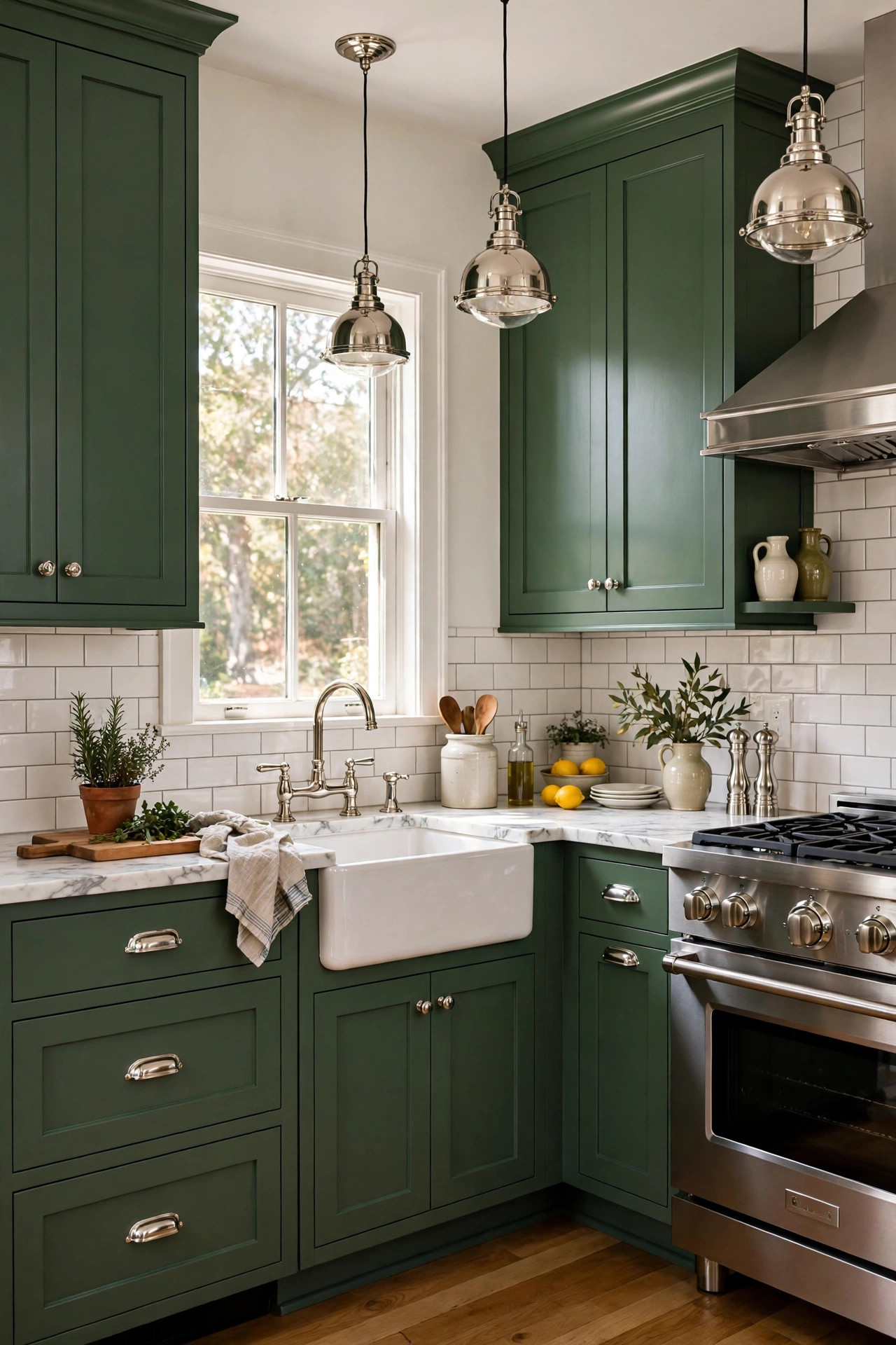Hunter Green With Marble Counters