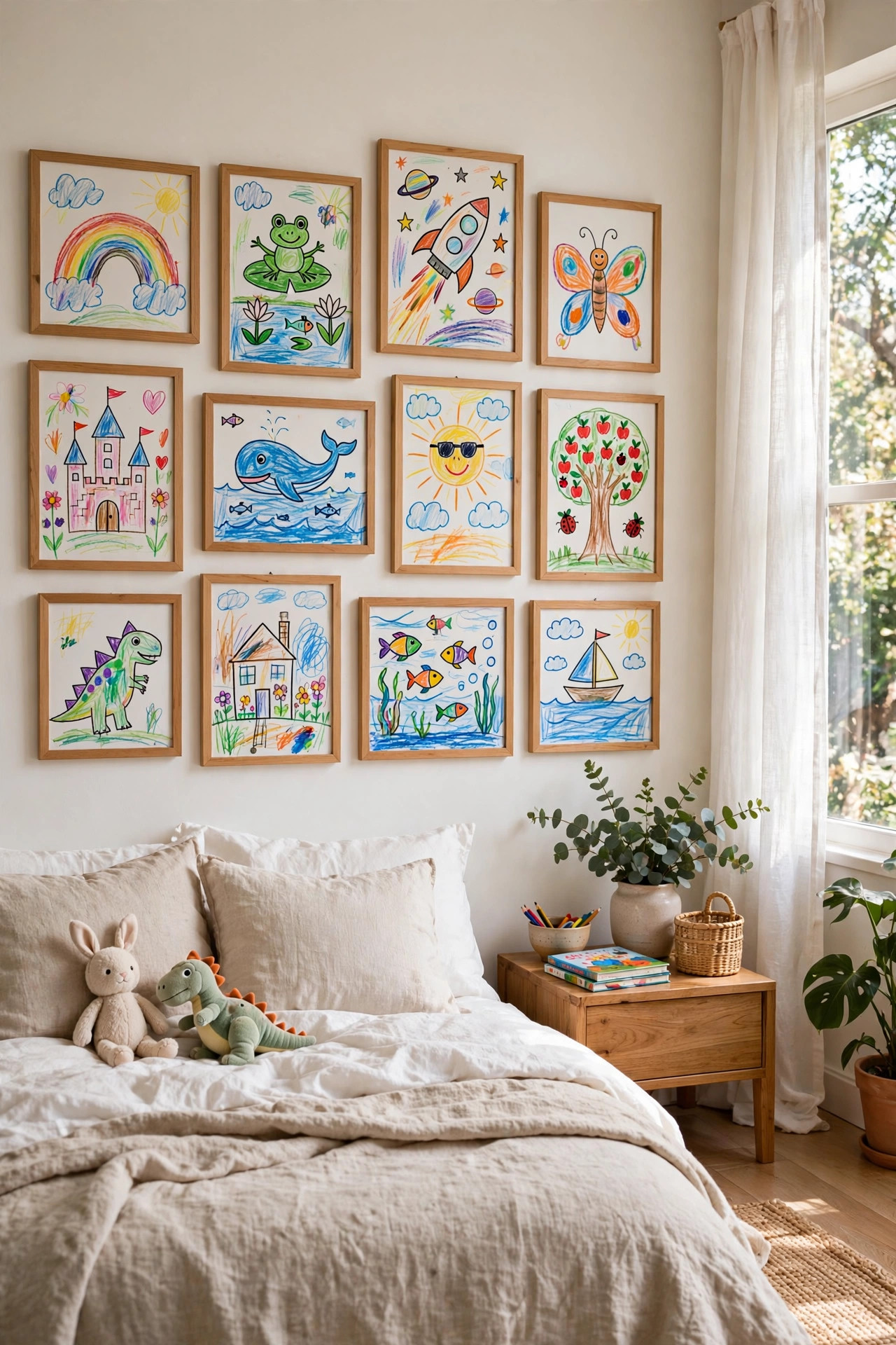 Kids art gallery wall