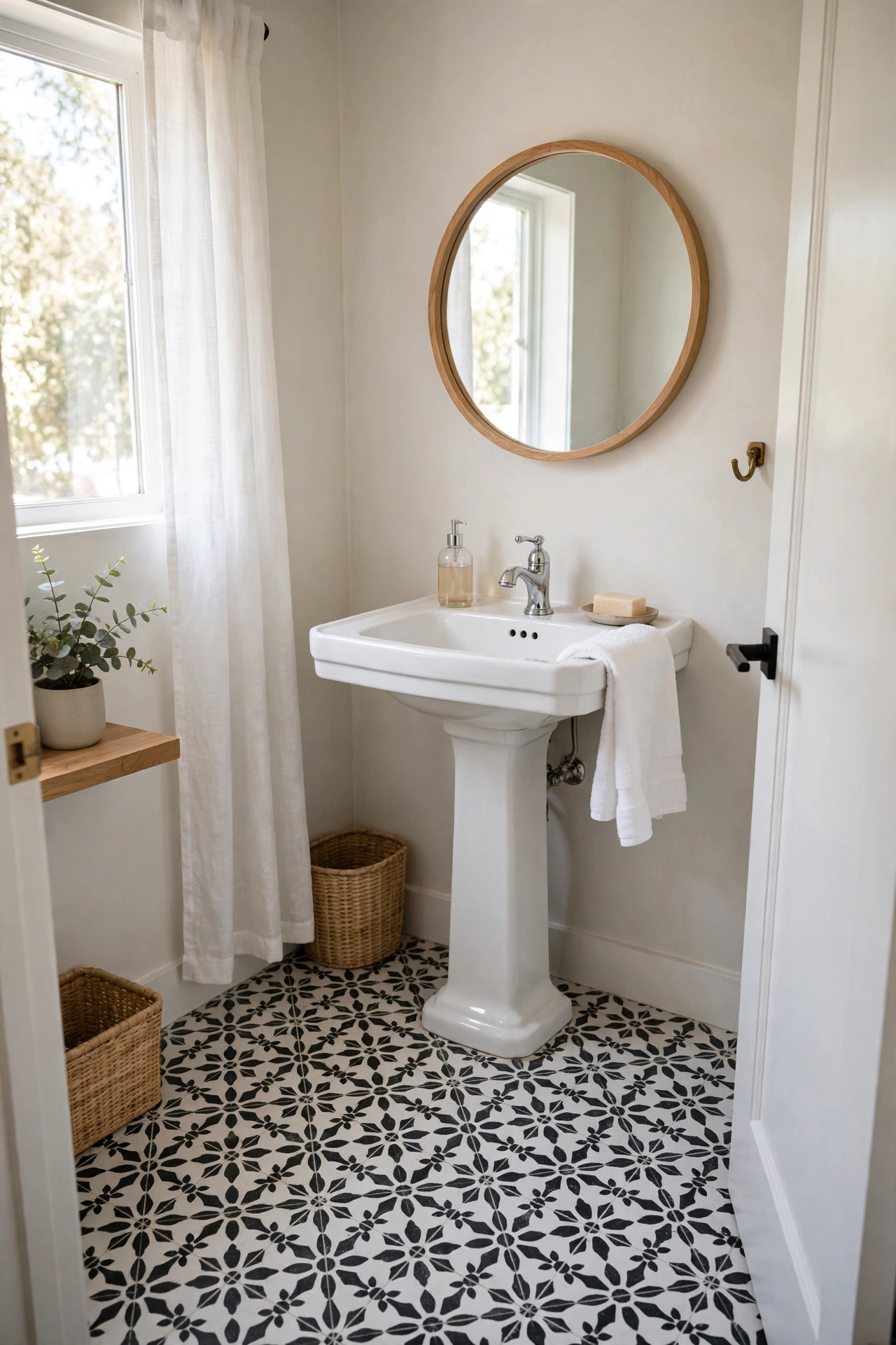Stenciled Bathroom Floor