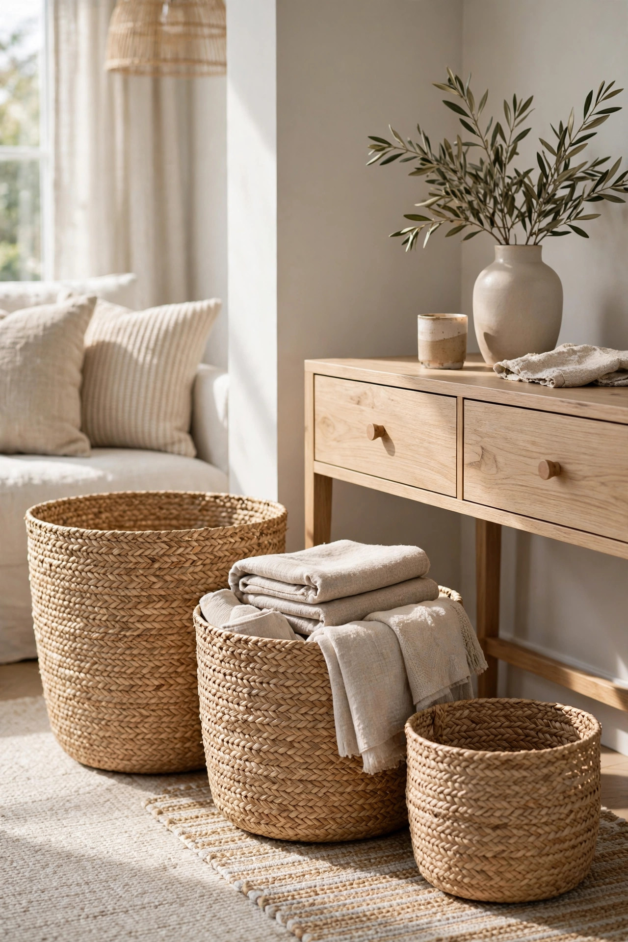 20 Quiet Luxury Home Decor Ideas on a Budget 10 Woven Seagrass Storage Baskets