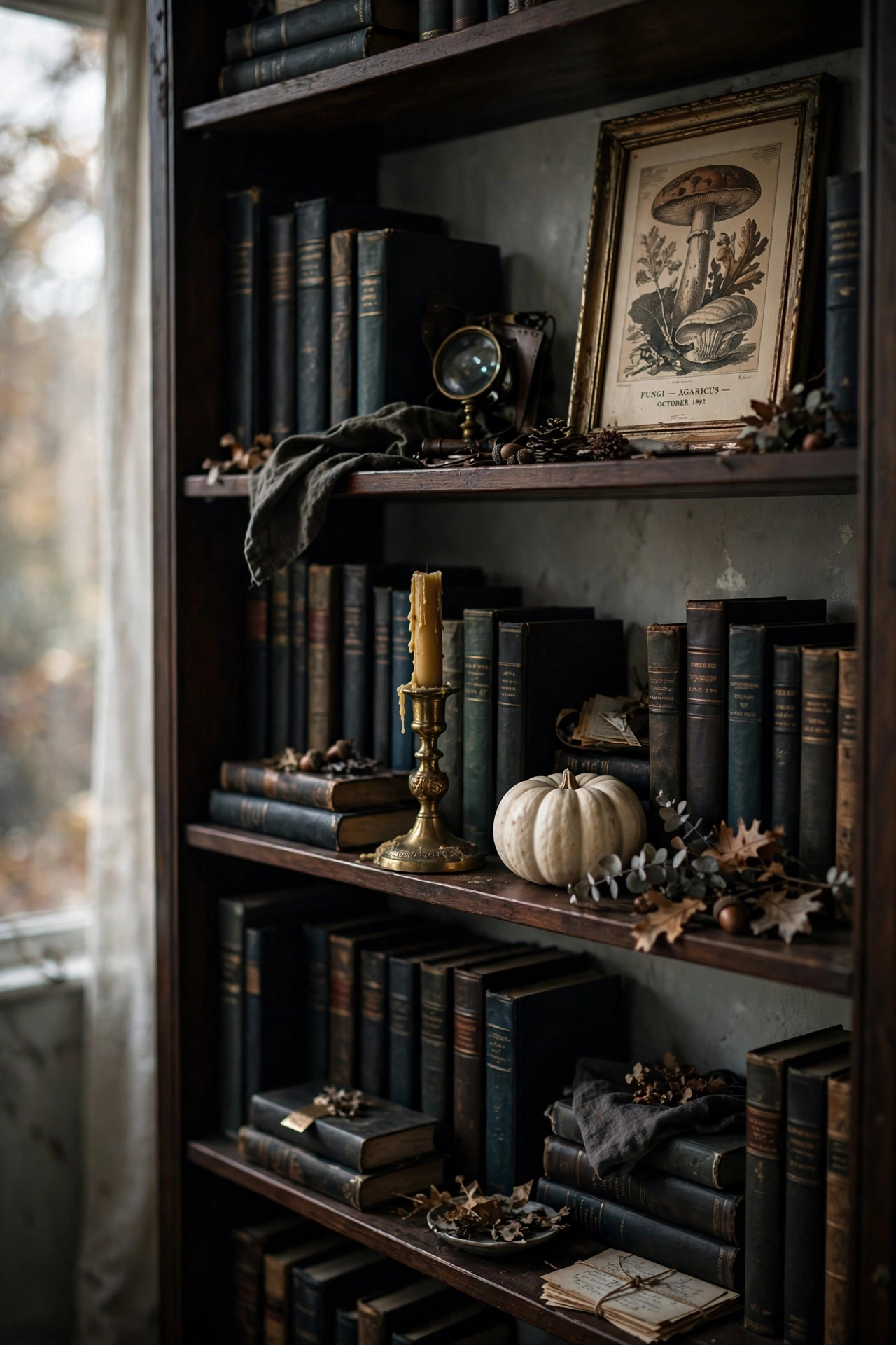 Moody Bookshelf Styling