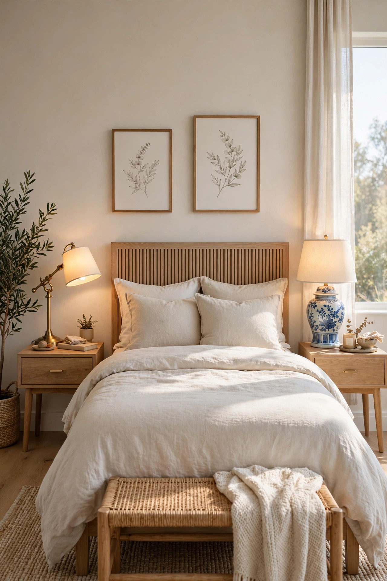 A Pair of Mismatched Bedside Lamps