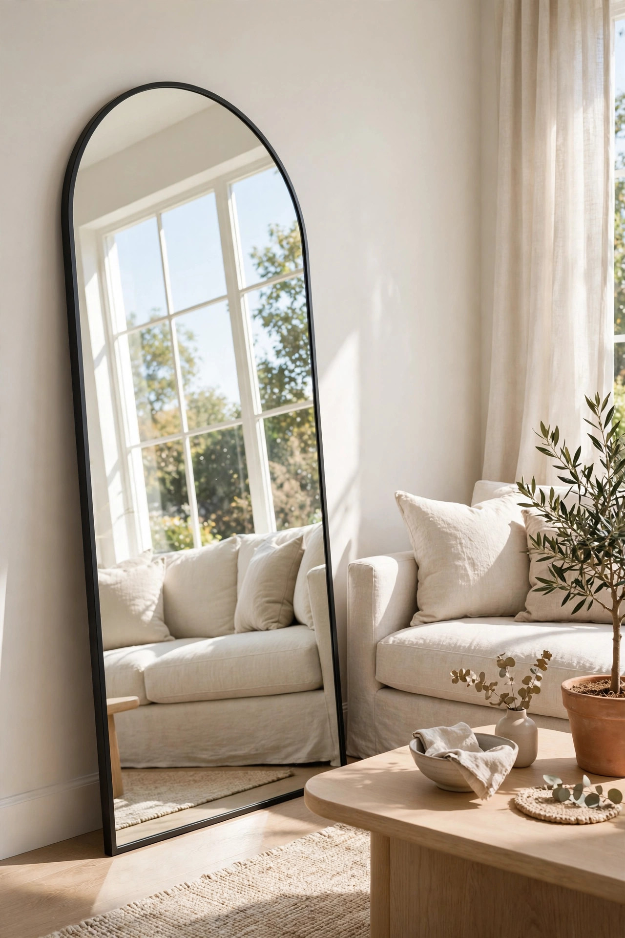 Arched floor mirror