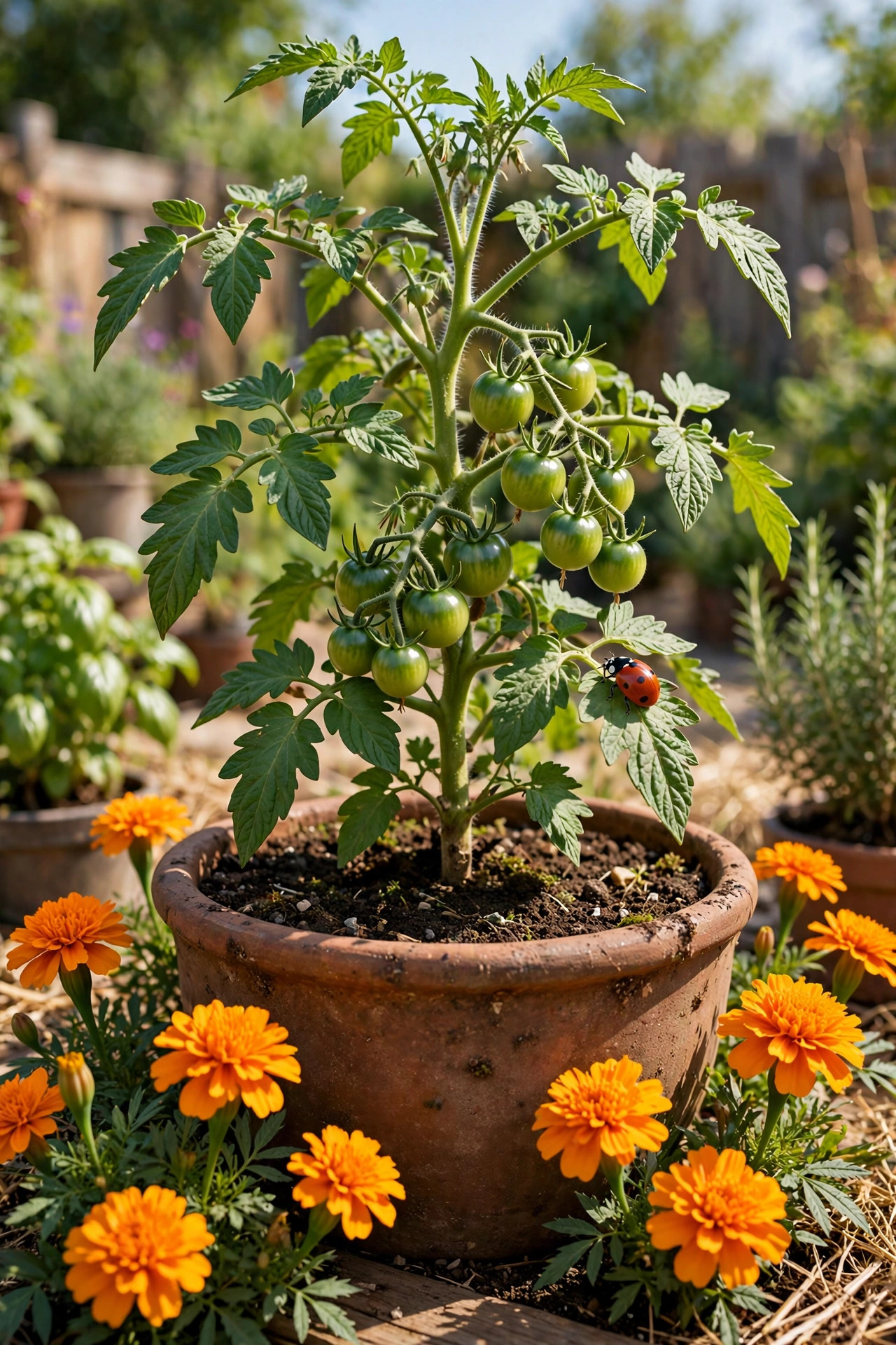 15 Container Garden Ideas for Beginners 12 Plant Marigolds as Bodyguards