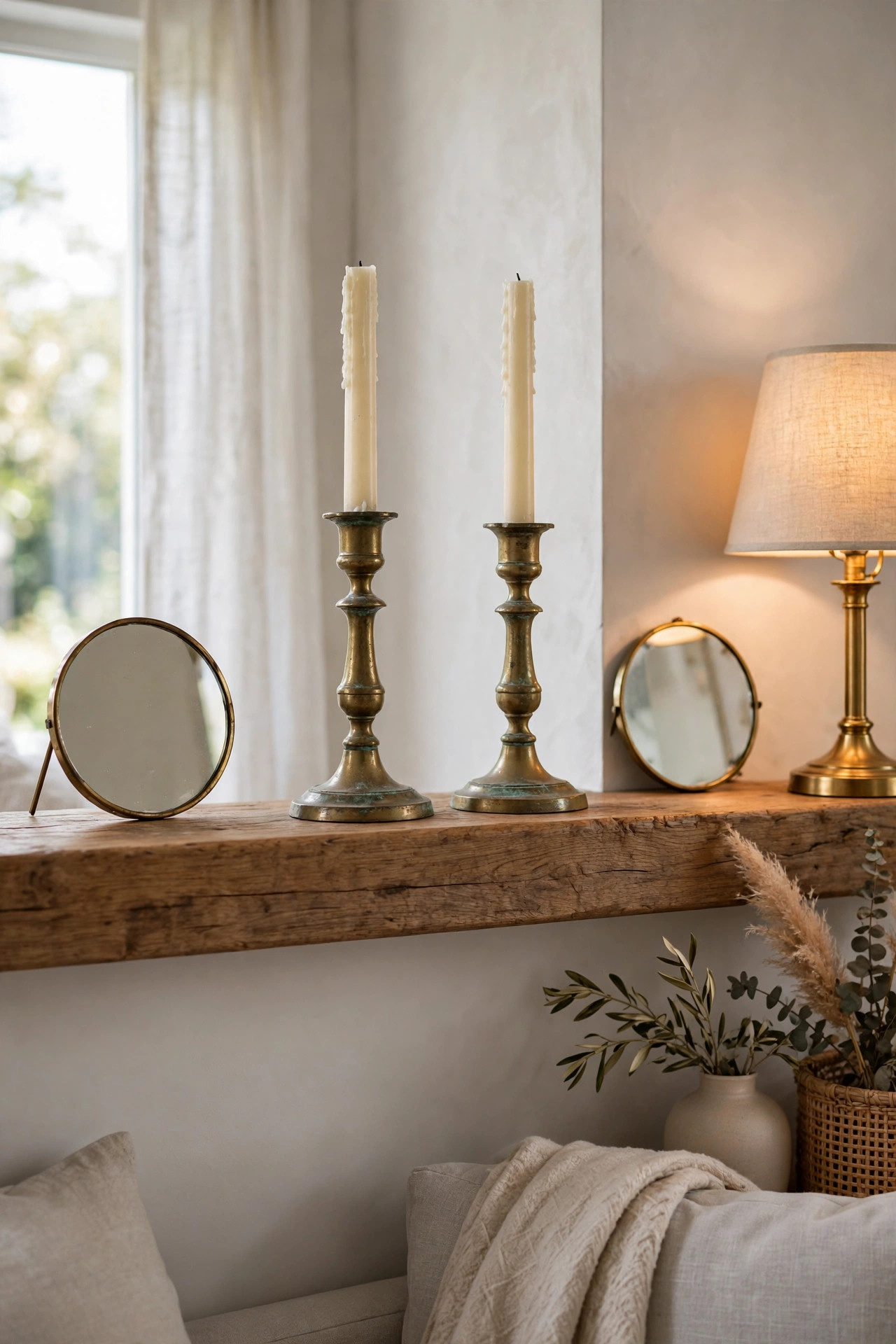20 Quiet Luxury Home Decor Ideas on a Budget 12 Thrifted Brass Candlesticks