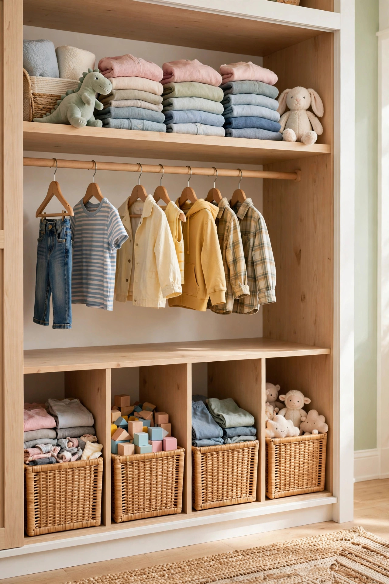 Organized kids closet
