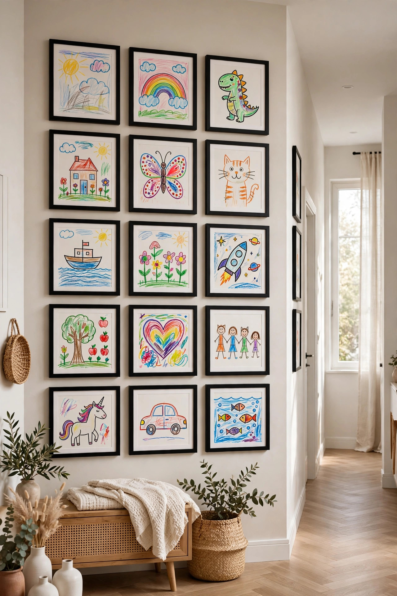 22 DIY Wall Art Ideas Anyone Can Make 13 Framed Kids Artwork Wall