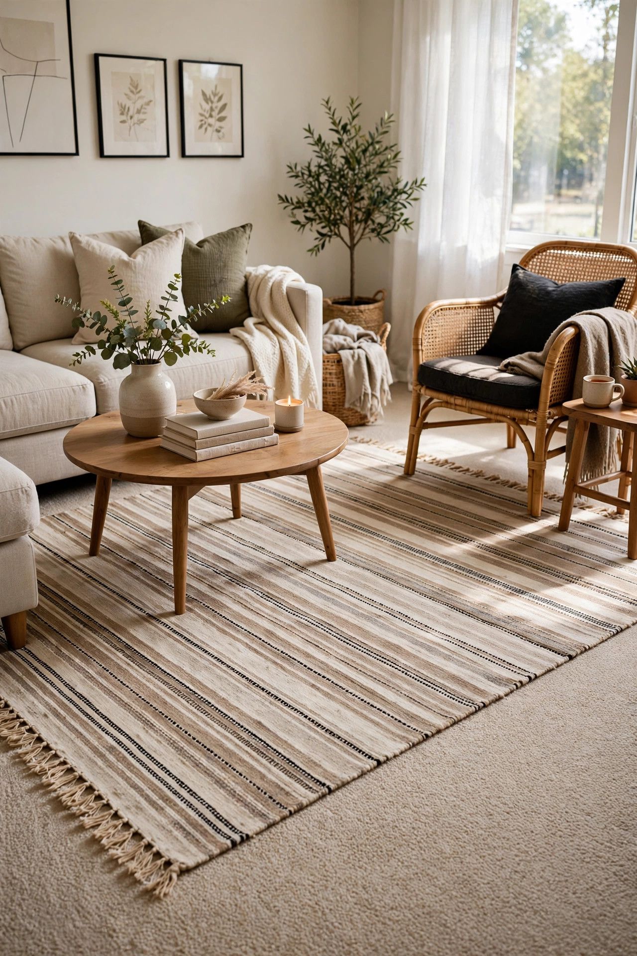 Layer Rugs Over Rental Carpet