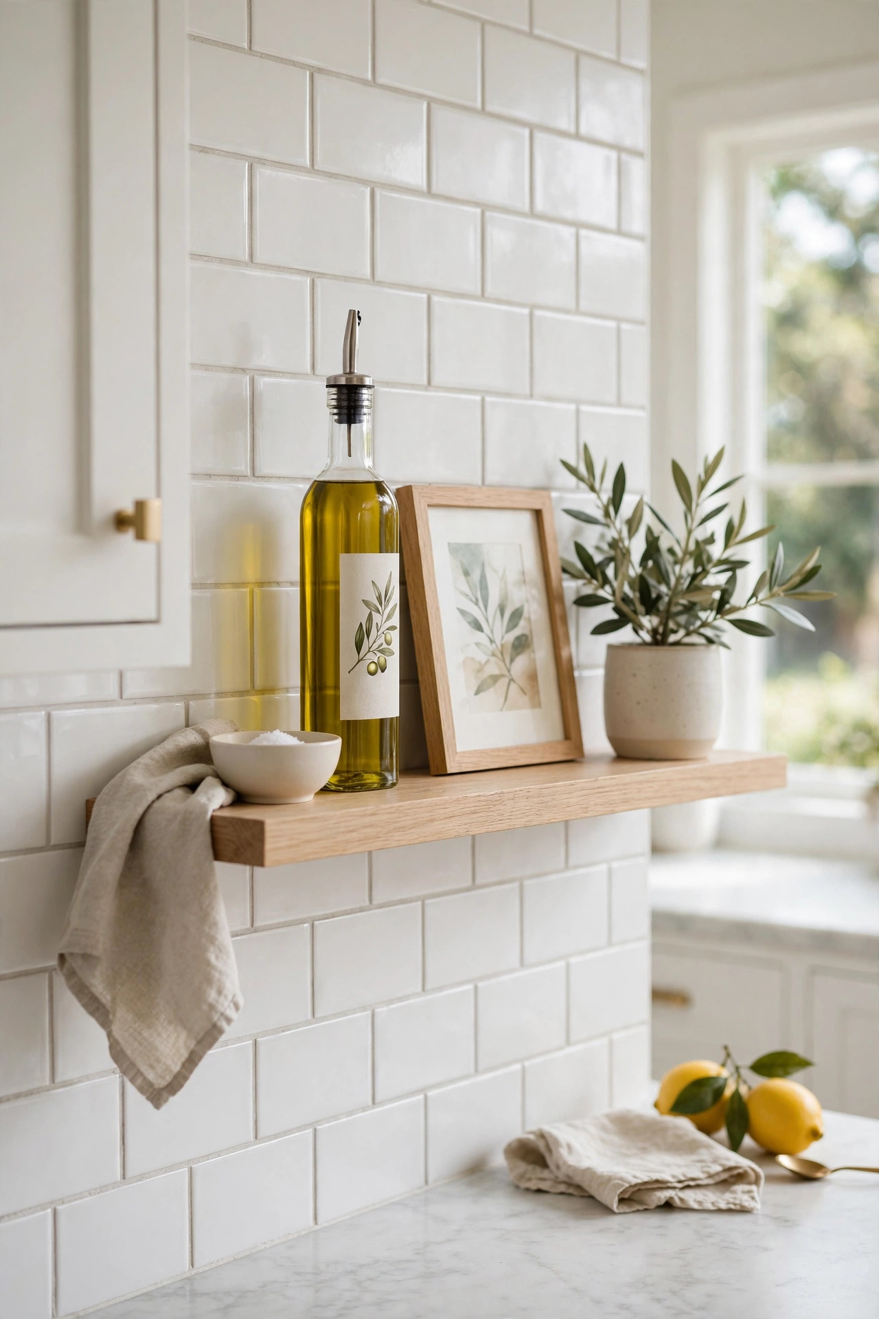 Oak Backsplash Shelf