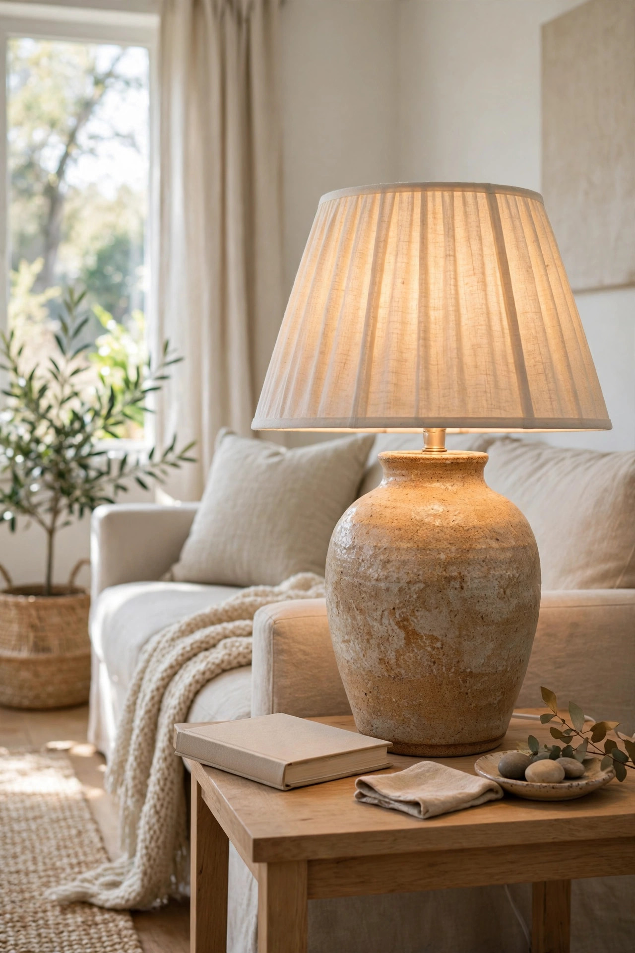 Stoneware table lamp