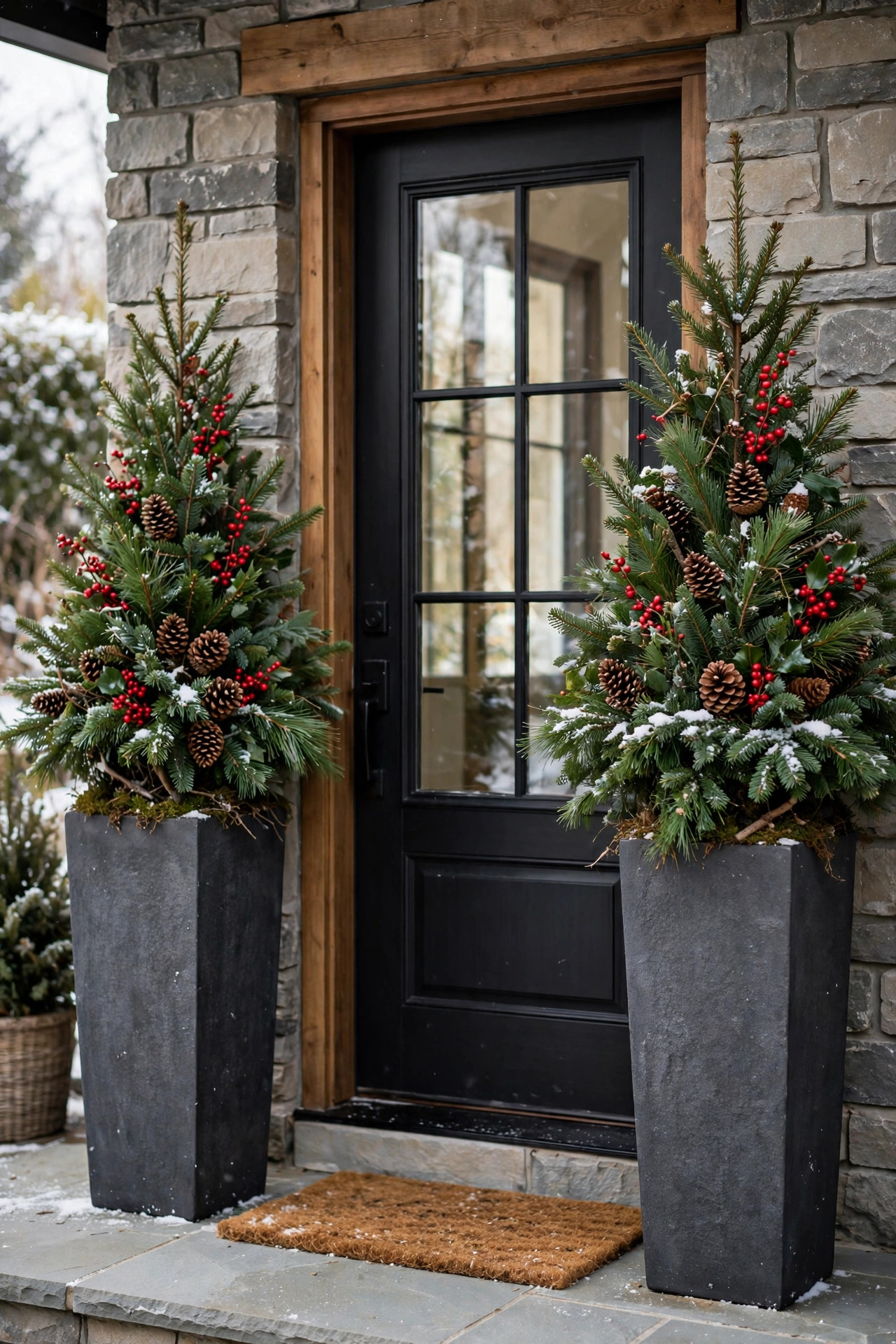 Winter Evergreen Planters