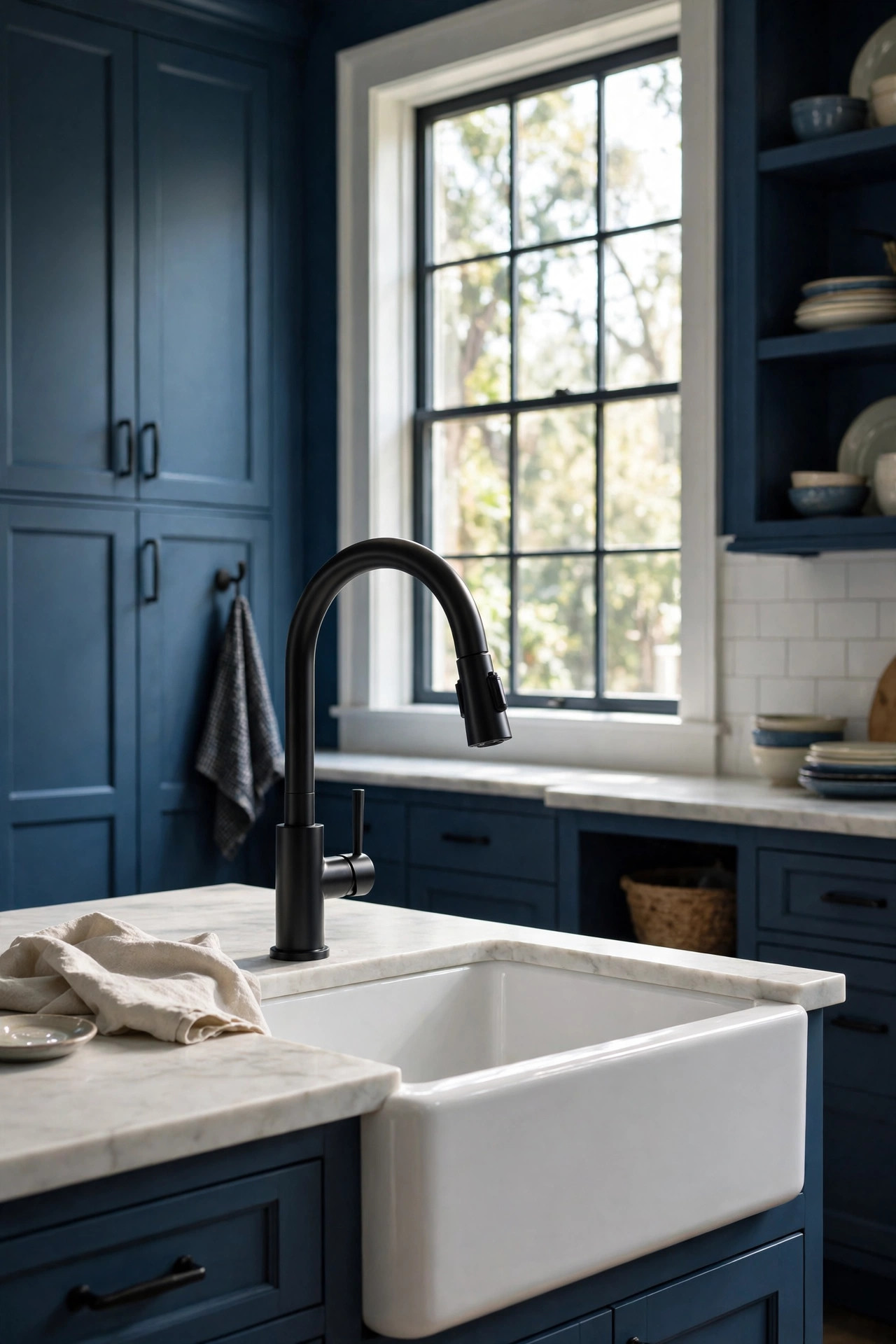 Matte black kitchen faucet