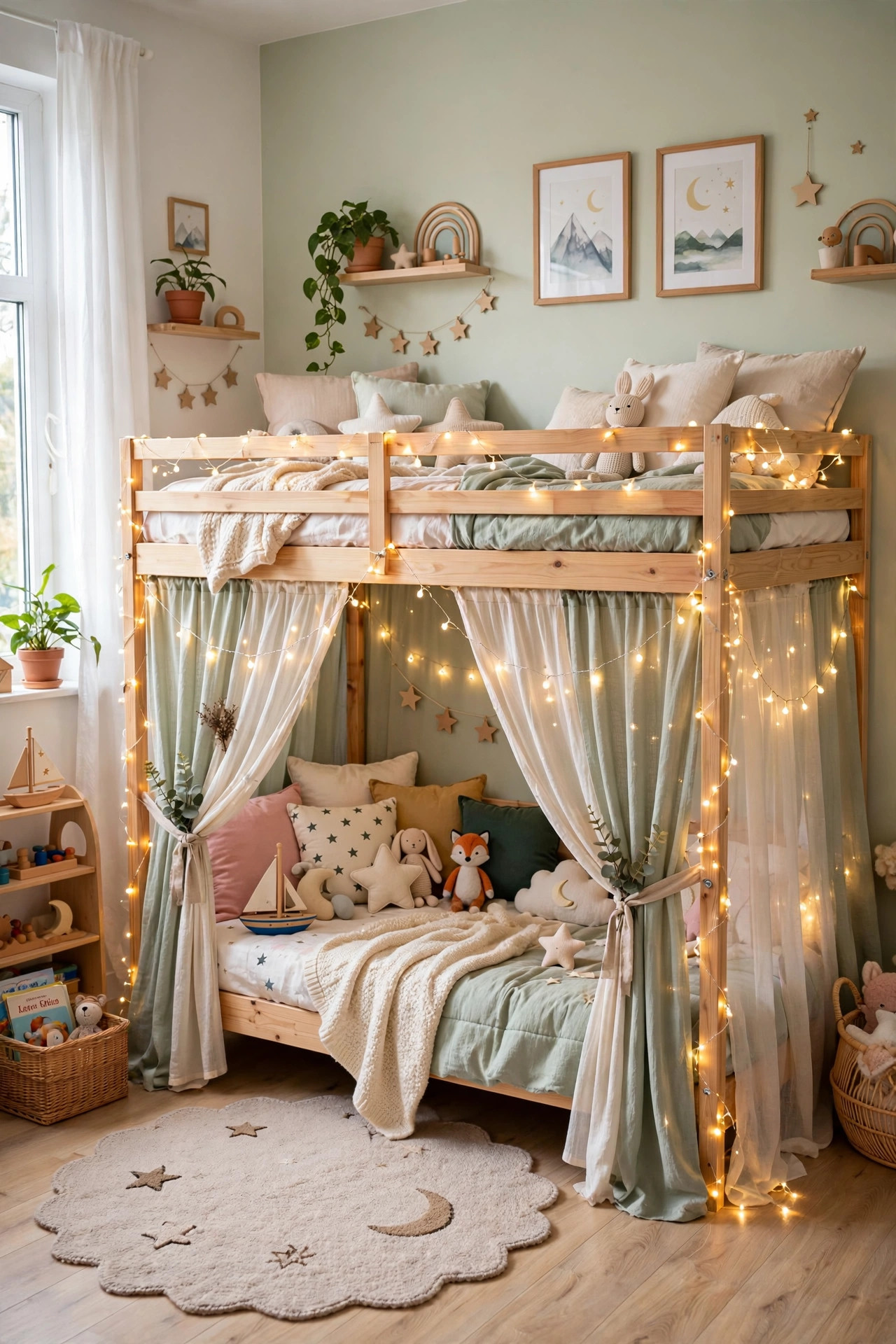 Kura bed with curtains
