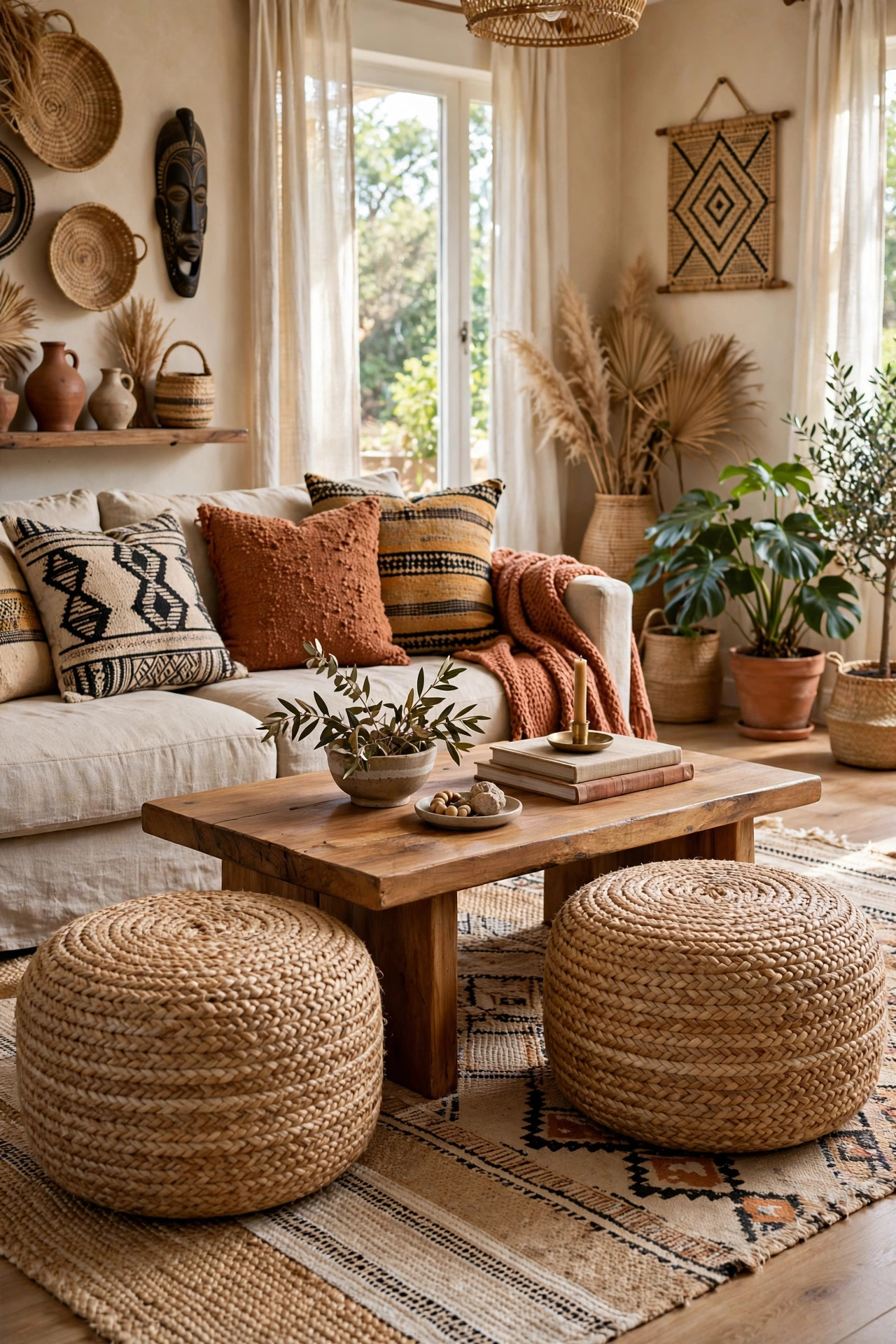 Natural Fiber Poufs