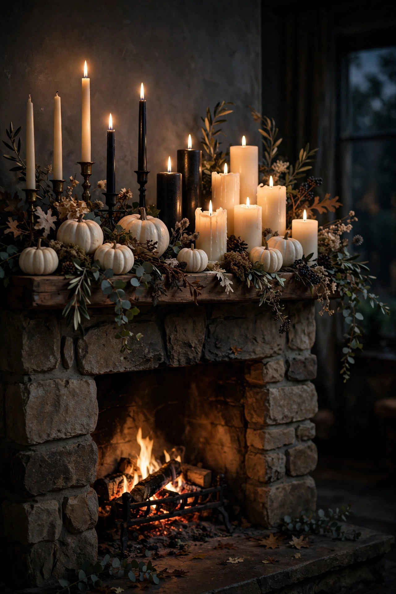 Candlelit Mantel Display