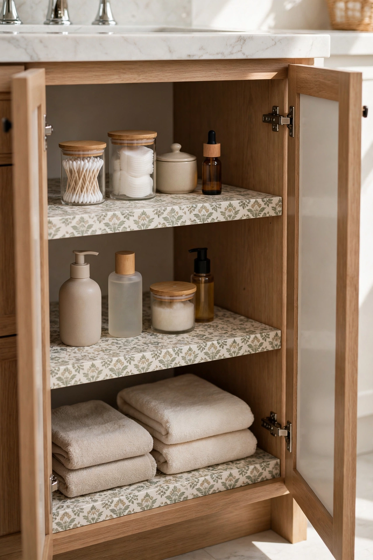 Lined Cabinet Shelves
