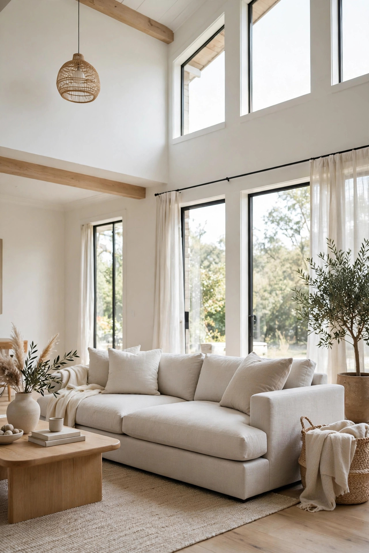 Low profile neutral sofa