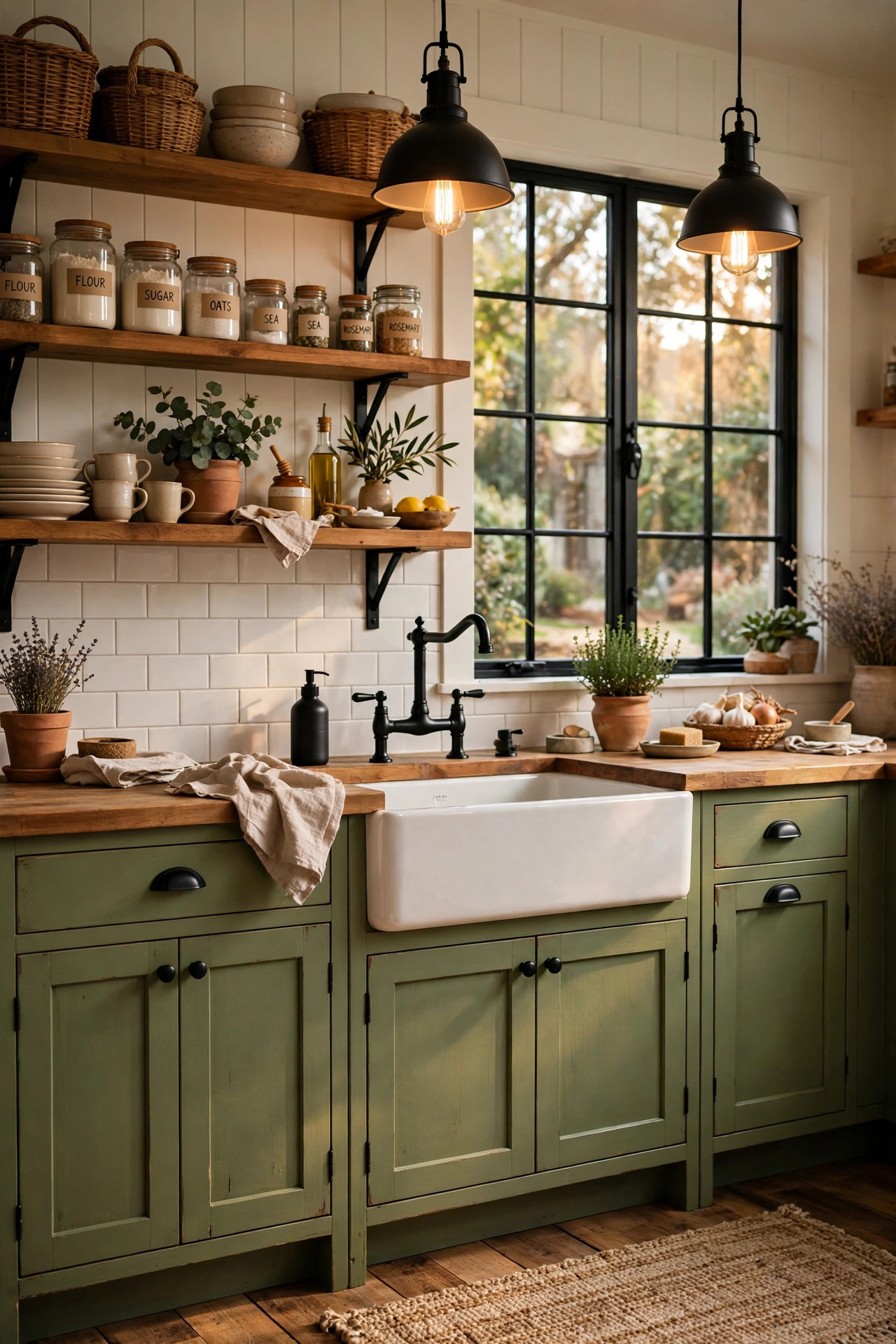 Moss Green Farmhouse Kitchen