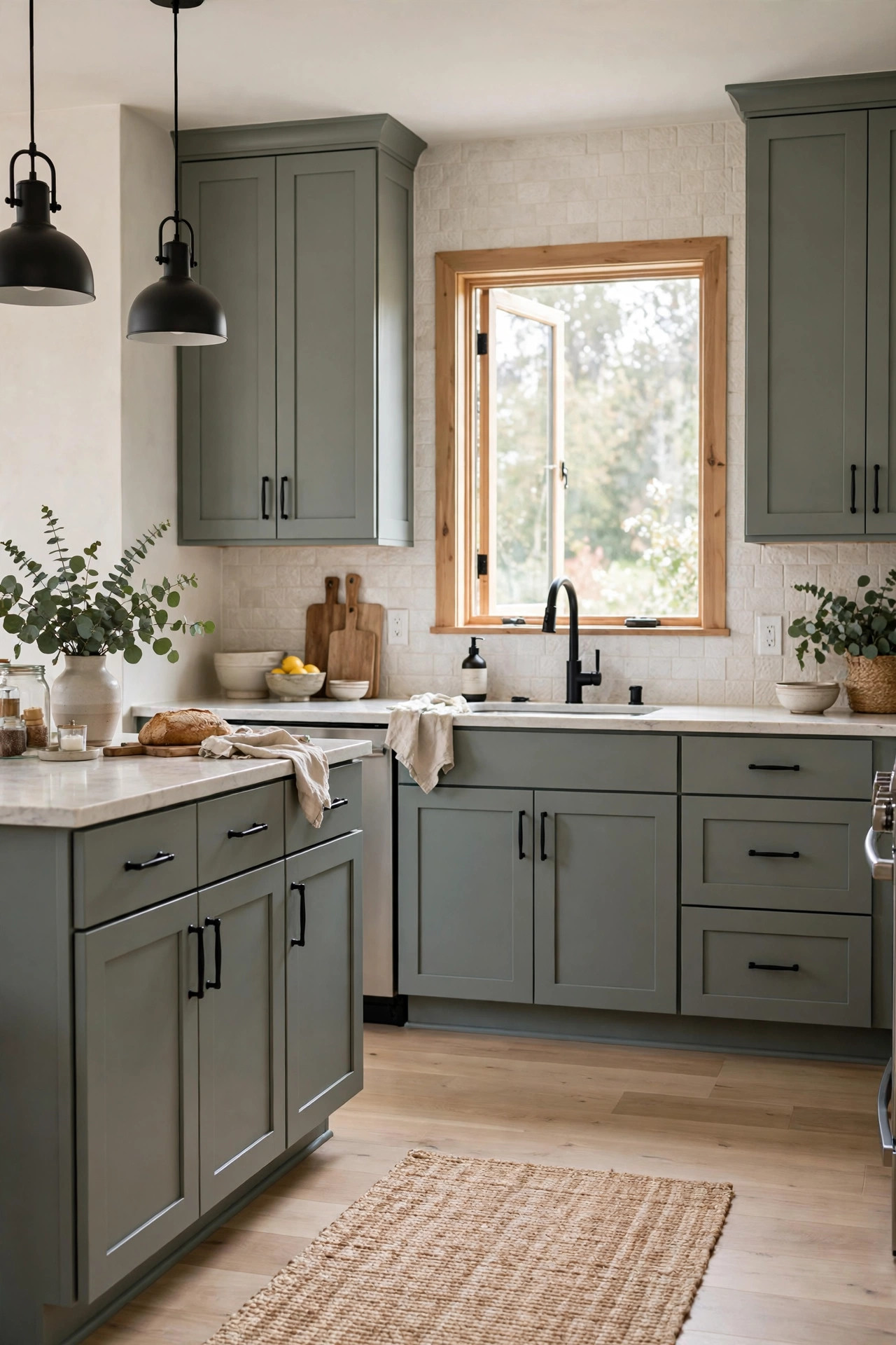 Eucalyptus Green With Black Fixtures
