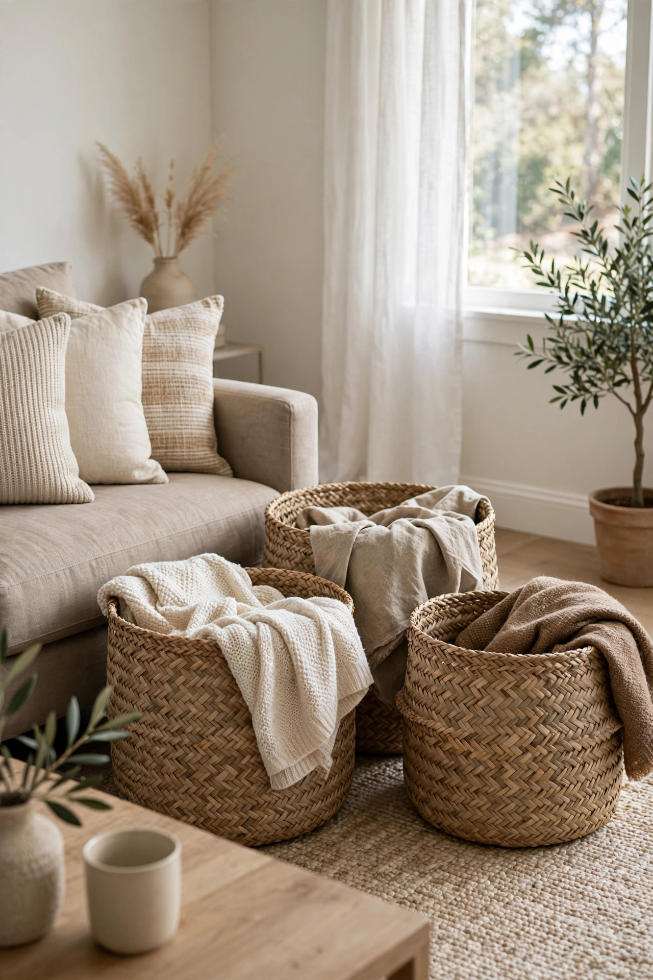 Woven storage baskets