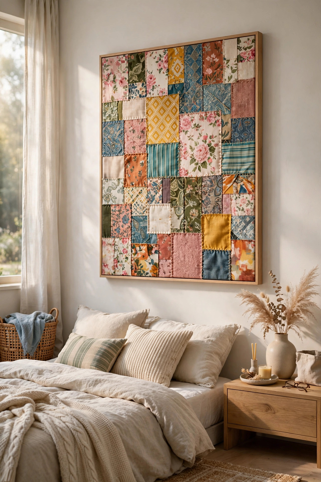 22 DIY Wall Art Ideas Anyone Can Make 19 Fabric Scrap Collage Canvas