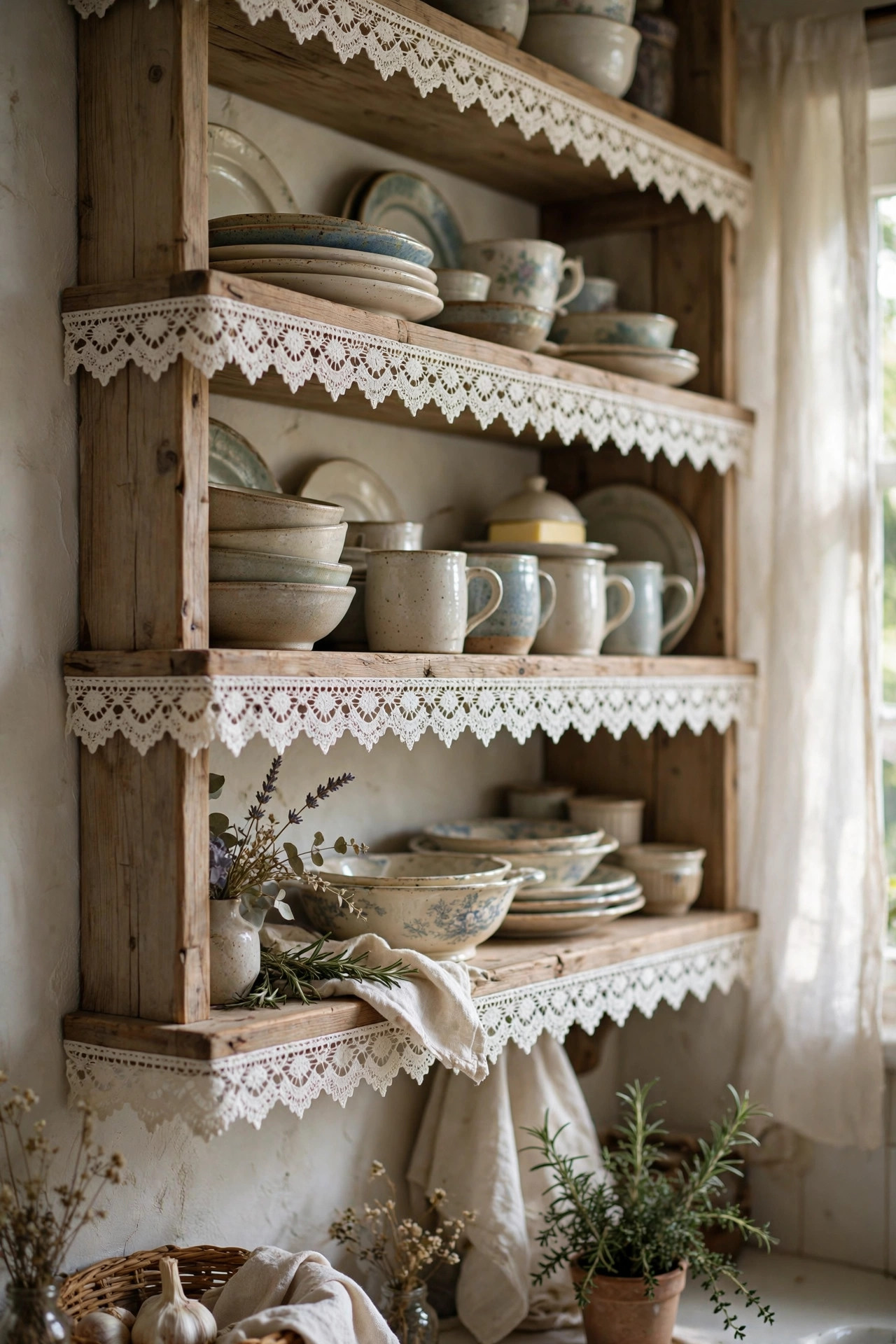 Lace Trimmed Shelves