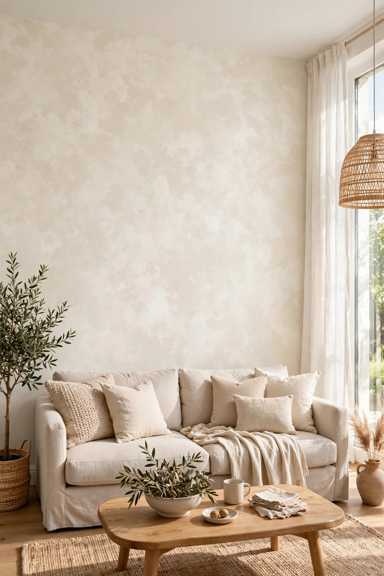 Limewash accent wall