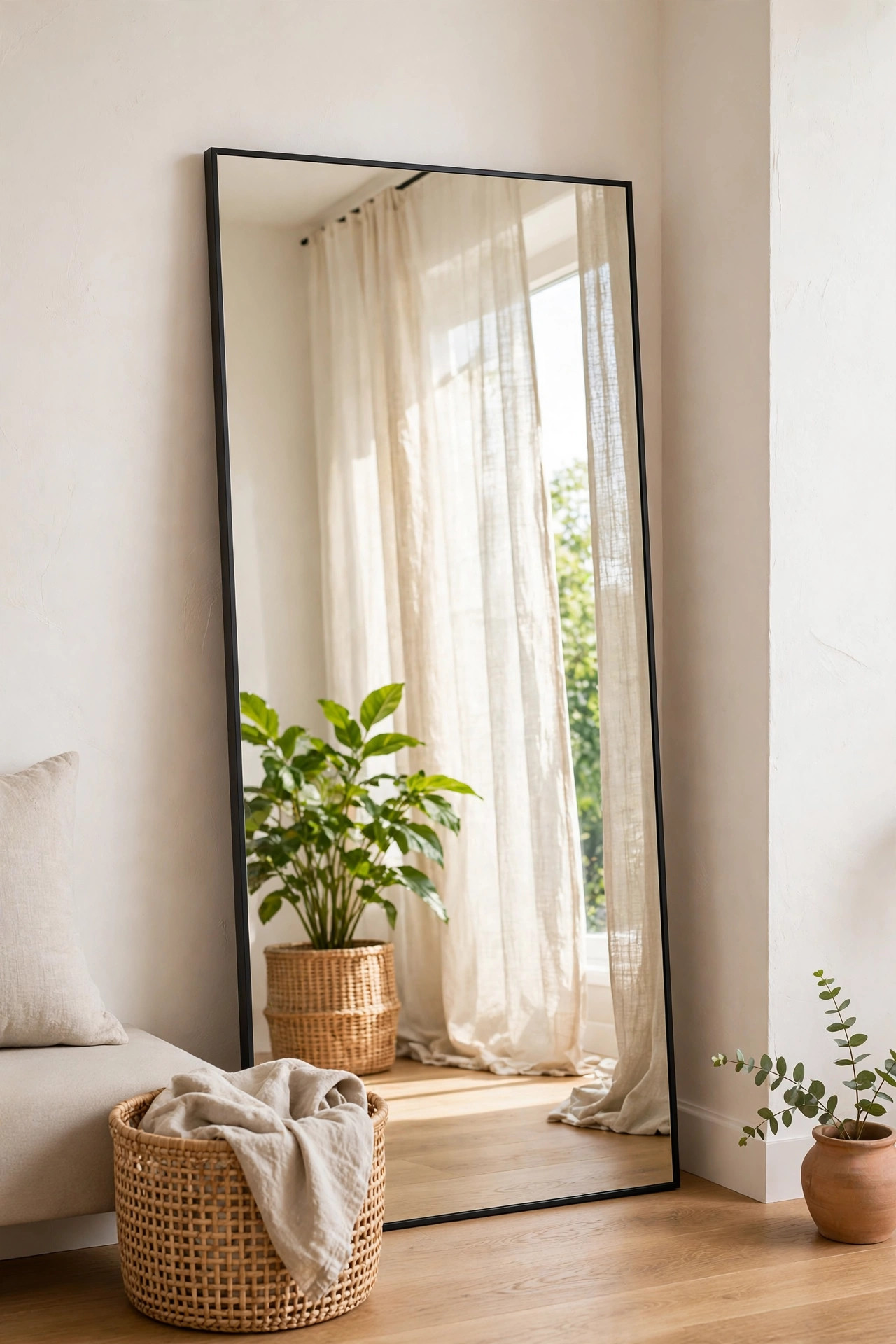 20 Quiet Luxury Home Decor Ideas on a Budget 19 Oversized Leaning Floor Mirror