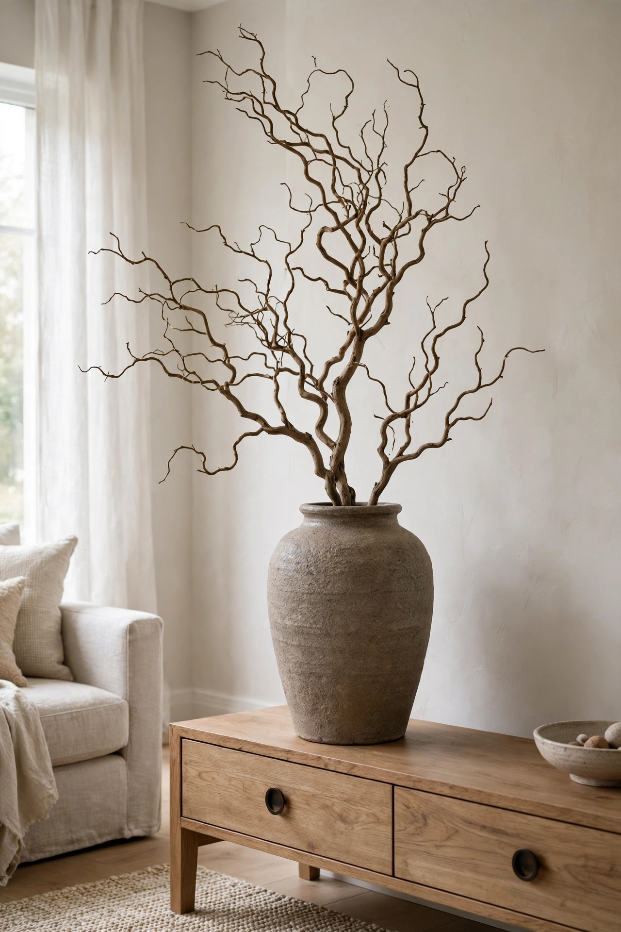 Sculptural branch in vase
