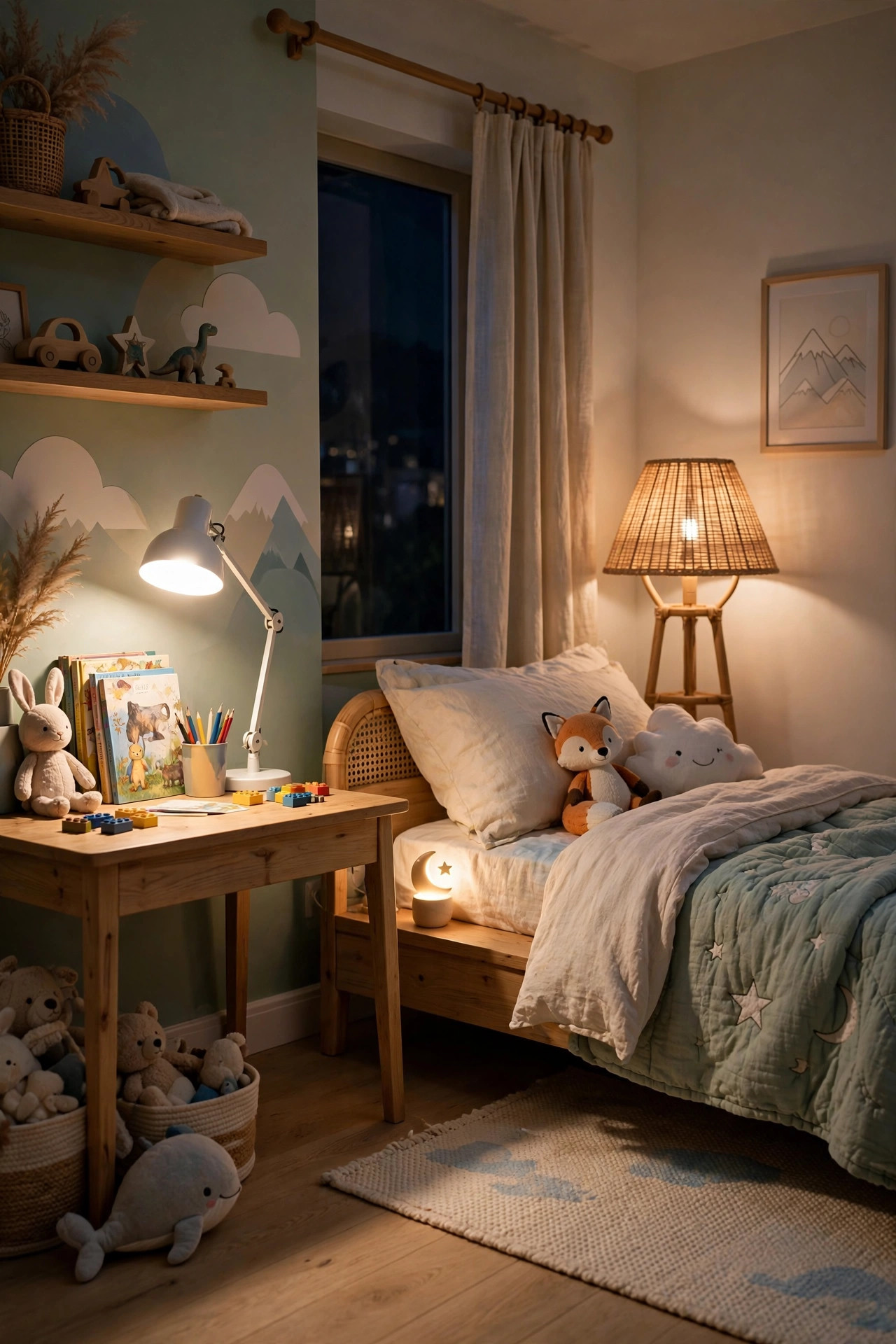 Layered kids room lighting