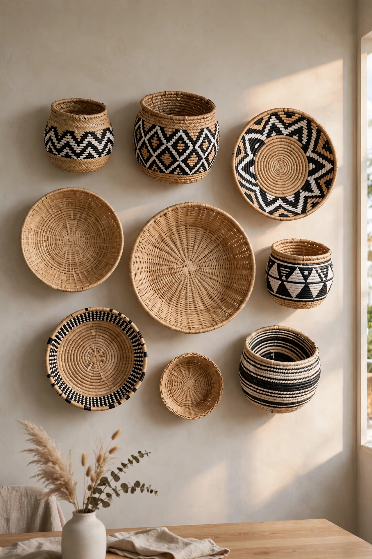 22 DIY Wall Art Ideas Anyone Can Make 22 Painted Basket Wall Display