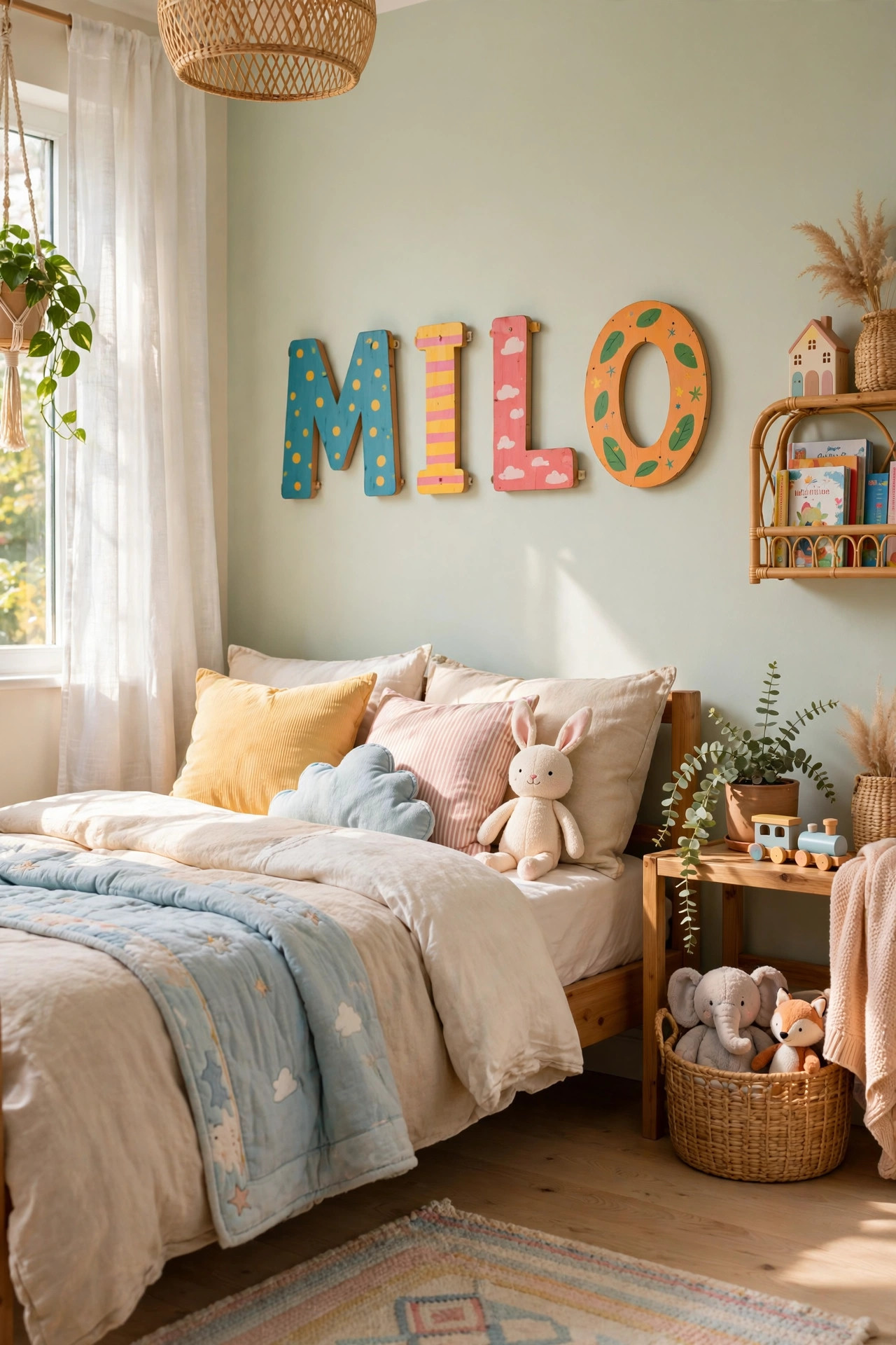 Name letters above bed